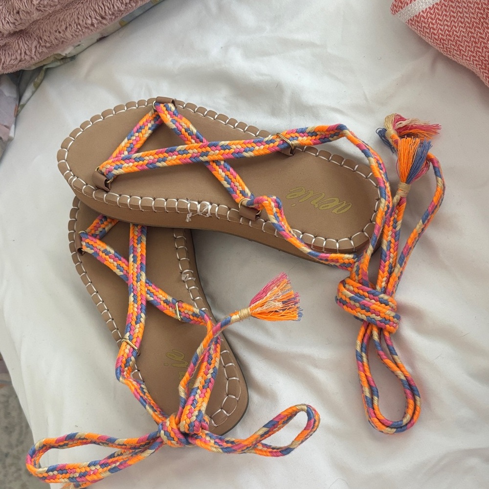 Aerie Vibrant Multicolor Braided Sandals